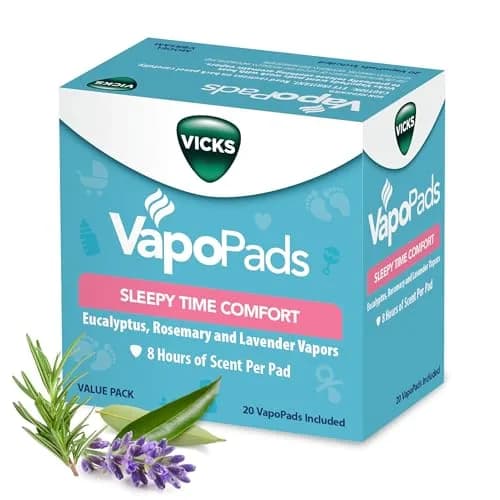 Vicks VapoPads Original Menthol Formula 20-Pack | Soothing Scent Pads for Congestion Relief — Sleepytime