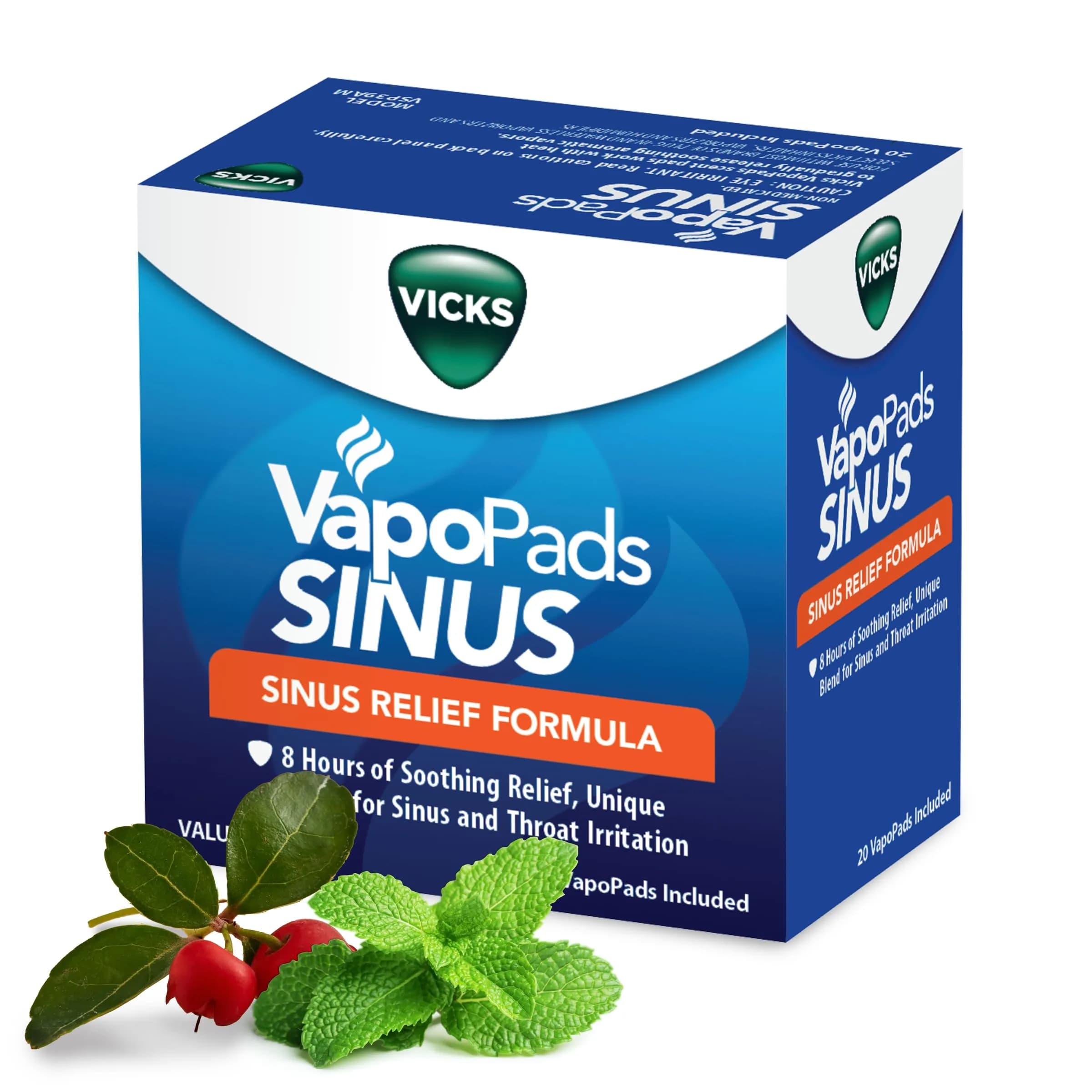 Vicks VapoPads Plus Sinus Relief Formula 20 Count (0.08 lb) | Non-Medicated Congestion Relief - main product image