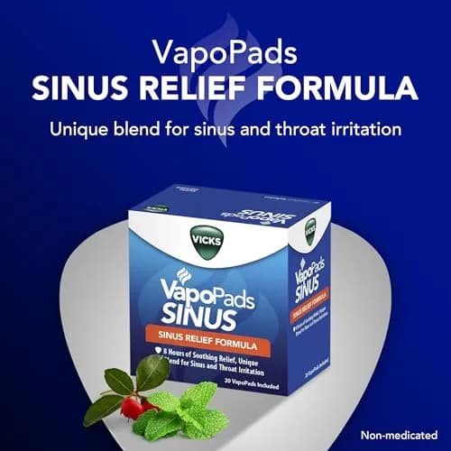 Vicks VapoPads Plus Sinus Relief Formula 20 Count (0.08 lb) | Non-Medicated Congestion Relief thumbnail 2