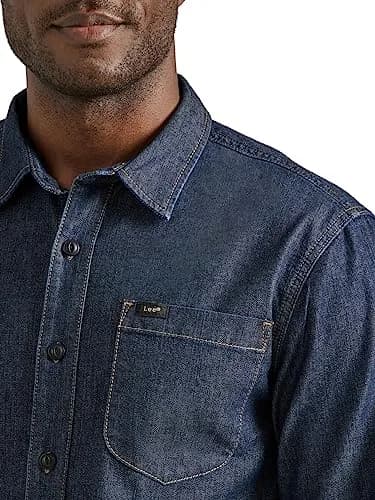 Lee Men's All Purpose Classic Fit Long Sleeve Shirt, Denim Rinse Wash, XX-Large | Versatile Casual Style thumbnail 2