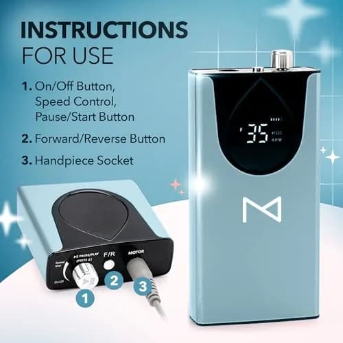 M Max Brushless Cordless Nail Drill 35000 RPM Mermaid | Professional 2-in-1 Efile Machine thumbnail 7