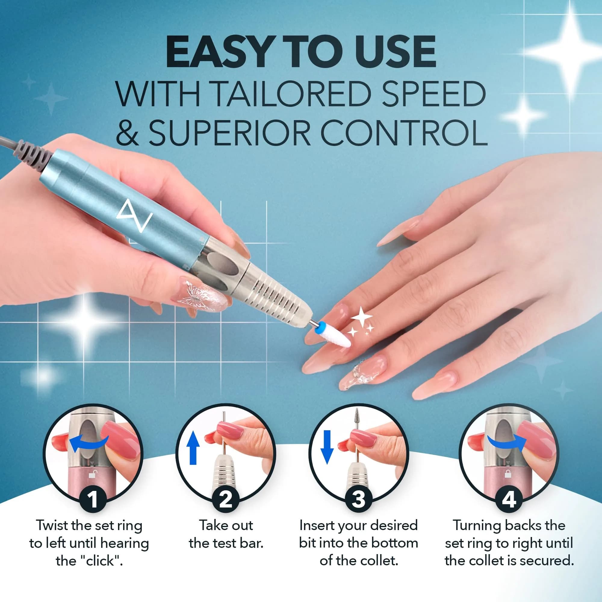 M Mermaid Model 35K RPM Brushless Motor Nail Drill Handpiece - Standard | Compatible with M System - view 3