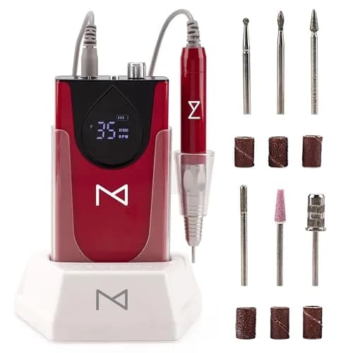 M Max Brushless 2-in-1 Nail Drill 35000 RPM Cordless Red | Professional Salon & Home Use thumbnail 9