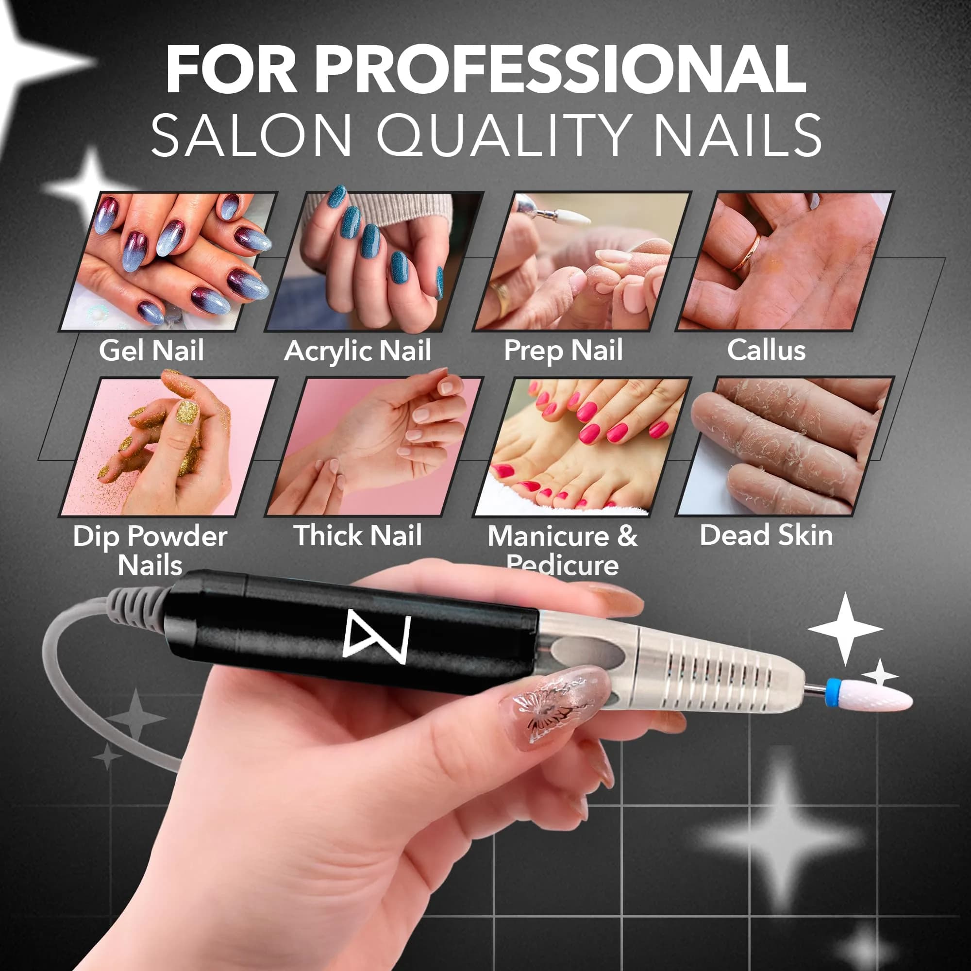 M Brushless Motor Nail Drill Handpiece - 35K RPM, Standard Black, Mermaid Model - Compatible with M System - view 2