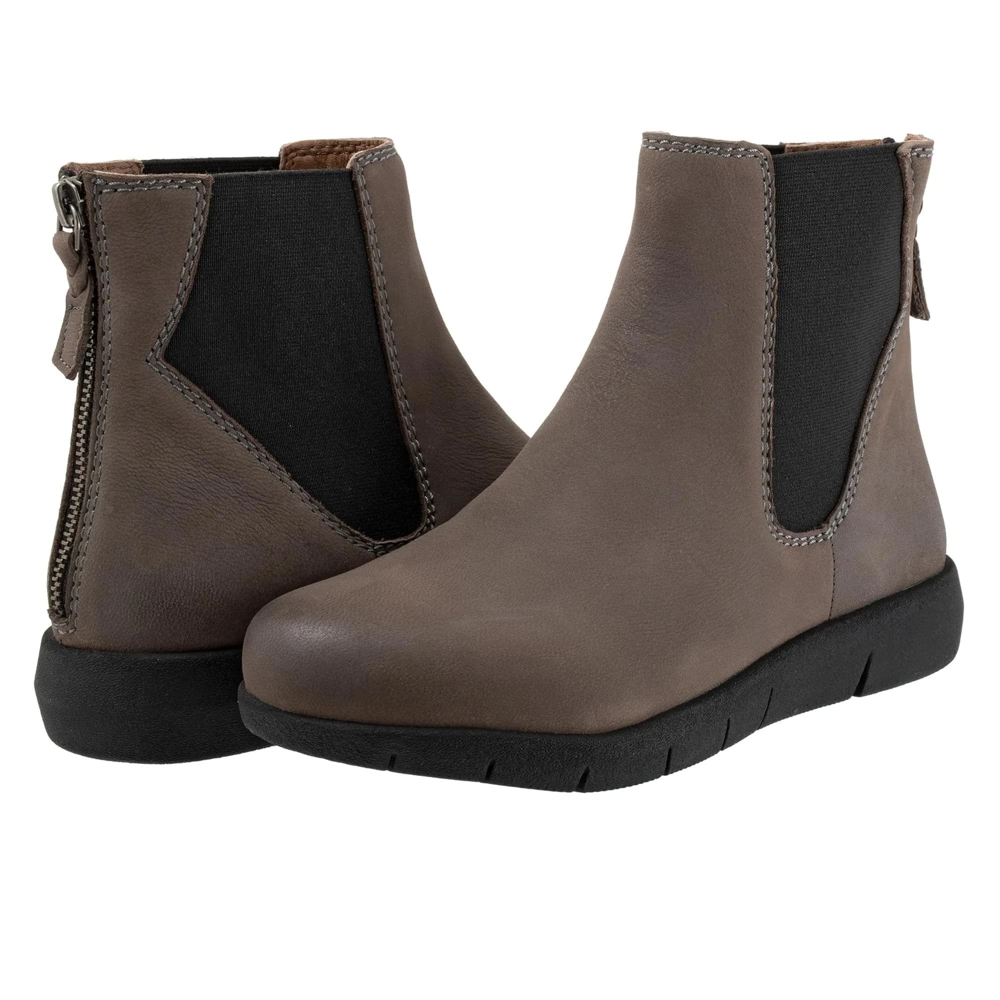 SoftWalk Albany Grey Women's Boots 9.5 X-Wide | Comfortable Leather Ankle Boot - main product image