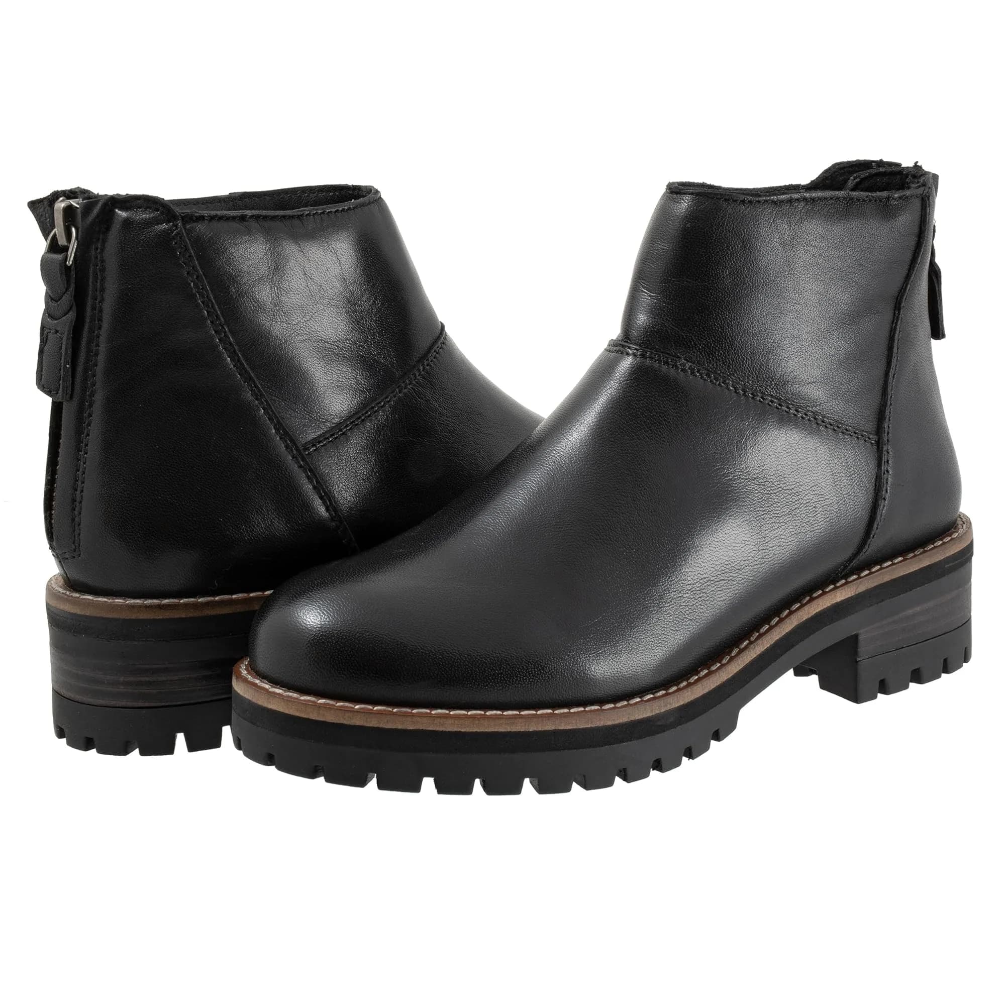 SoftWalk Elmhurst Leather Boot 9.5 Narrow | Ankle-High, Block Heel, Casual Fit