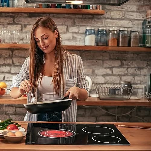 Jessier 24 Inch 3 Burner Electric Cooktop 5200W 220-240V Radiant Ceramic Glass | Built-in Hardwired Installation thumbnail 8