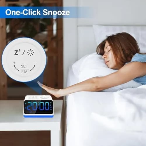 JALL Digital Alarm Clock with FM Radio, Night Light & Dual Alarm | Easy for Seniors & Kids thumbnail 3