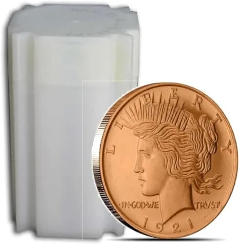 Unique Metals Peace Dollar 1 oz .999 Copper Rounds | Classic American Design, 20 Pack thumbnail 1