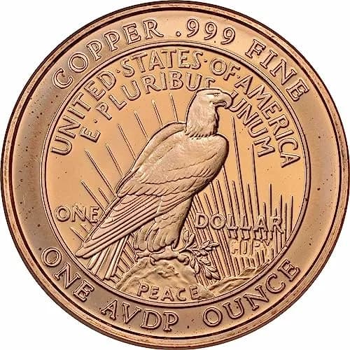 Unique Metals Peace Dollar 1 oz .999 Copper Rounds | Classic American Design, 20 Pack thumbnail 2