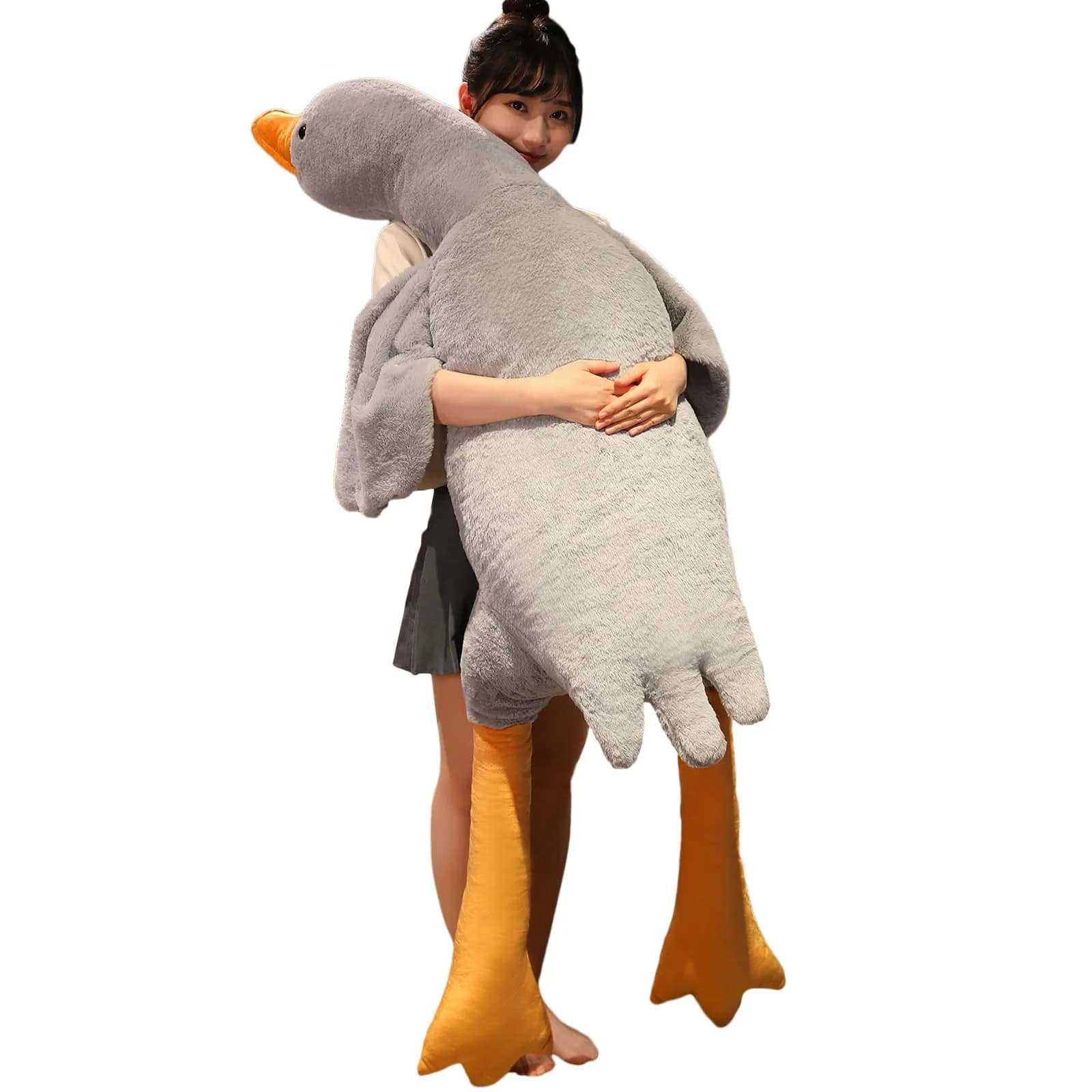 Doireum Swan Stuffed Animal 5.5 lbs Weighted Plush Swan Toy Big Goose Gift for Kids — Grey