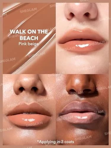 SHEGLAM PoutPerfect Moisturizing Solid Lip Gloss Stick with Coconut Oil, Walk on the Beach | High Shine, Non-Sticky, Plumping Effect thumbnail 3