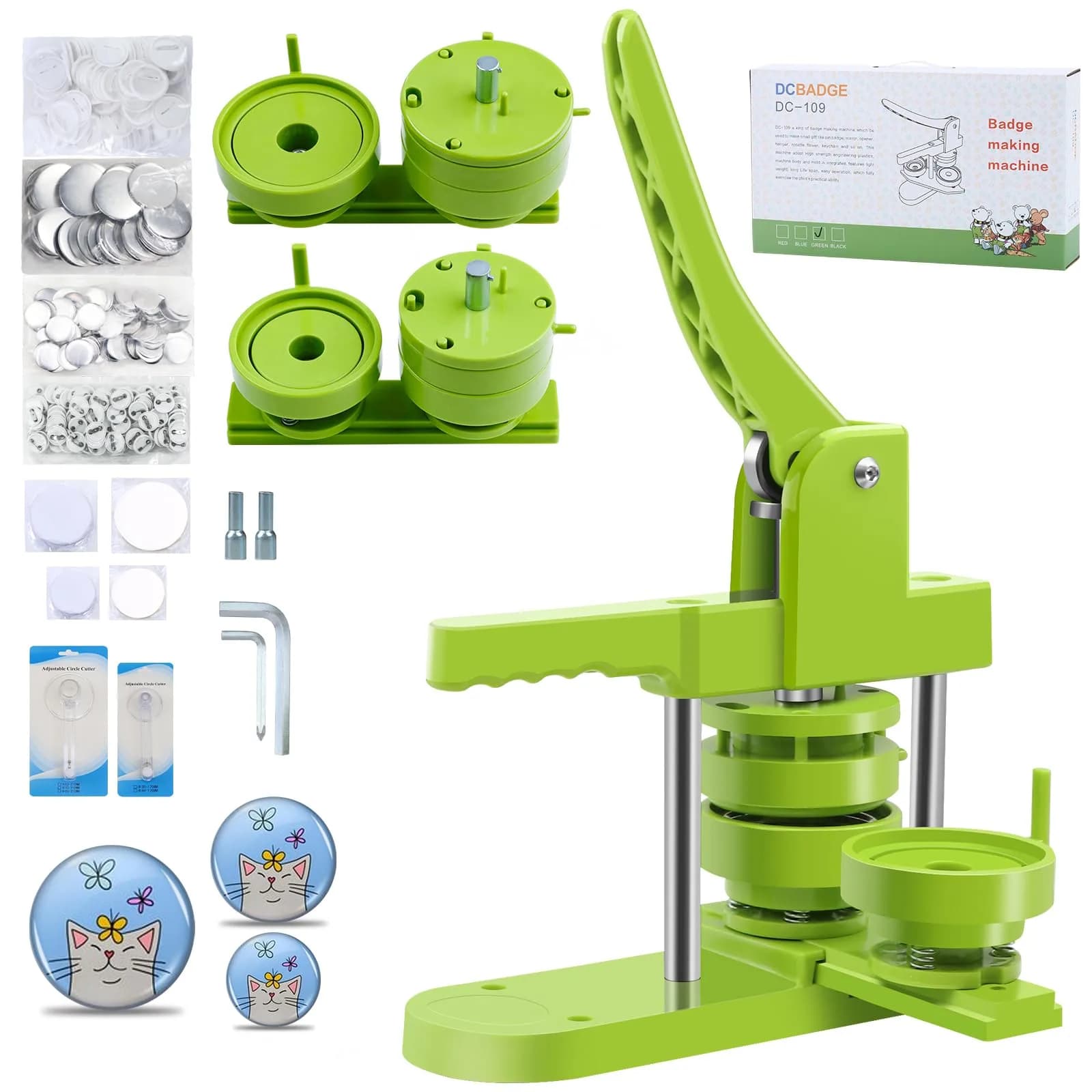 MK.Bear Button Maker Machine Multiple Sizes 200 Pcs | DIY Badge Kit with Free Parts