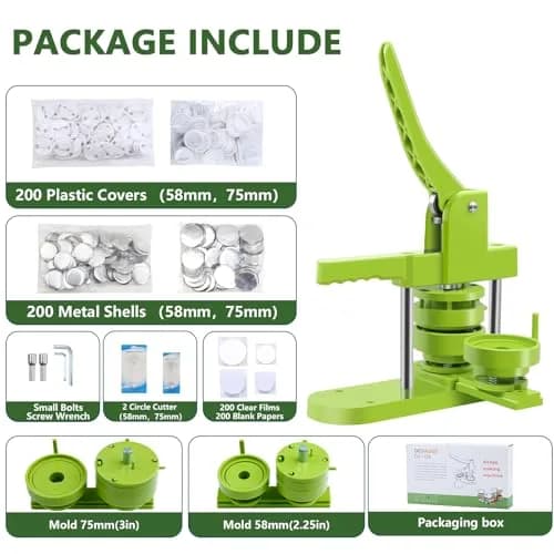 MK.Bear Button Maker Machine Multiple Sizes 200 Pcs | DIY Badge Kit with Free Parts thumbnail 4