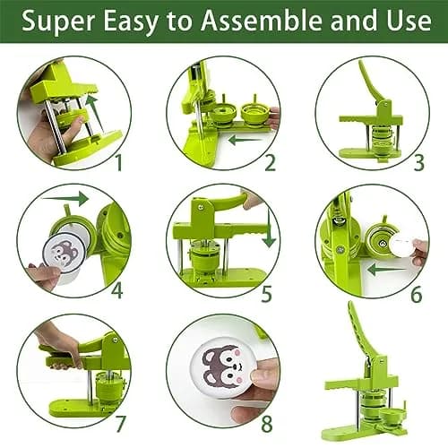 MK.Bear Button Maker Machine Multiple Sizes 200 Pcs | DIY Badge Kit with Free Parts thumbnail 6