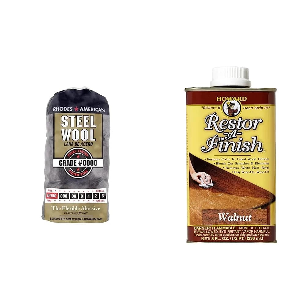 Homax #0000 Super Fine Steel Wool Pads (12-Count) | Restor-A-Finish Walnut Finish Restorer (8oz) - main product image