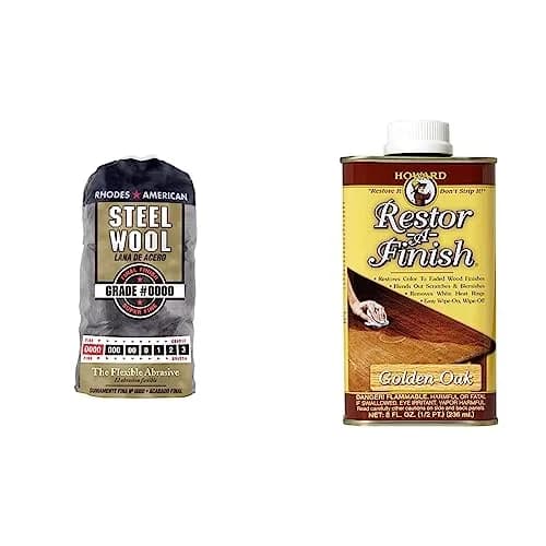 Homax #0000 Super Fine Steel Wool Pads (12 Count) | Howard Restor-A-Finish Golden Oak 8 oz thumbnail 1