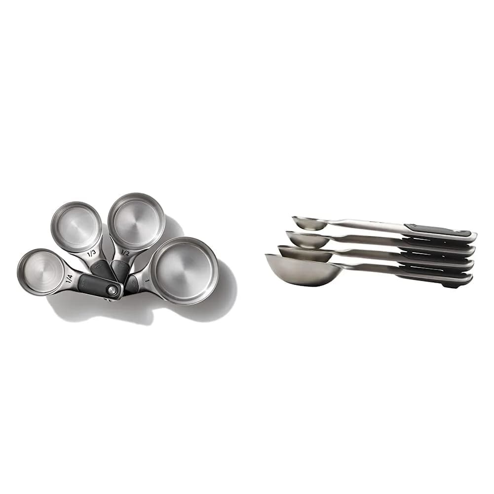 OXO Good Grips Stainless Steel Measuring Cups and Spoons Set with Magnetic Snaps | 8-Piece Set with Etched Markings - main product image