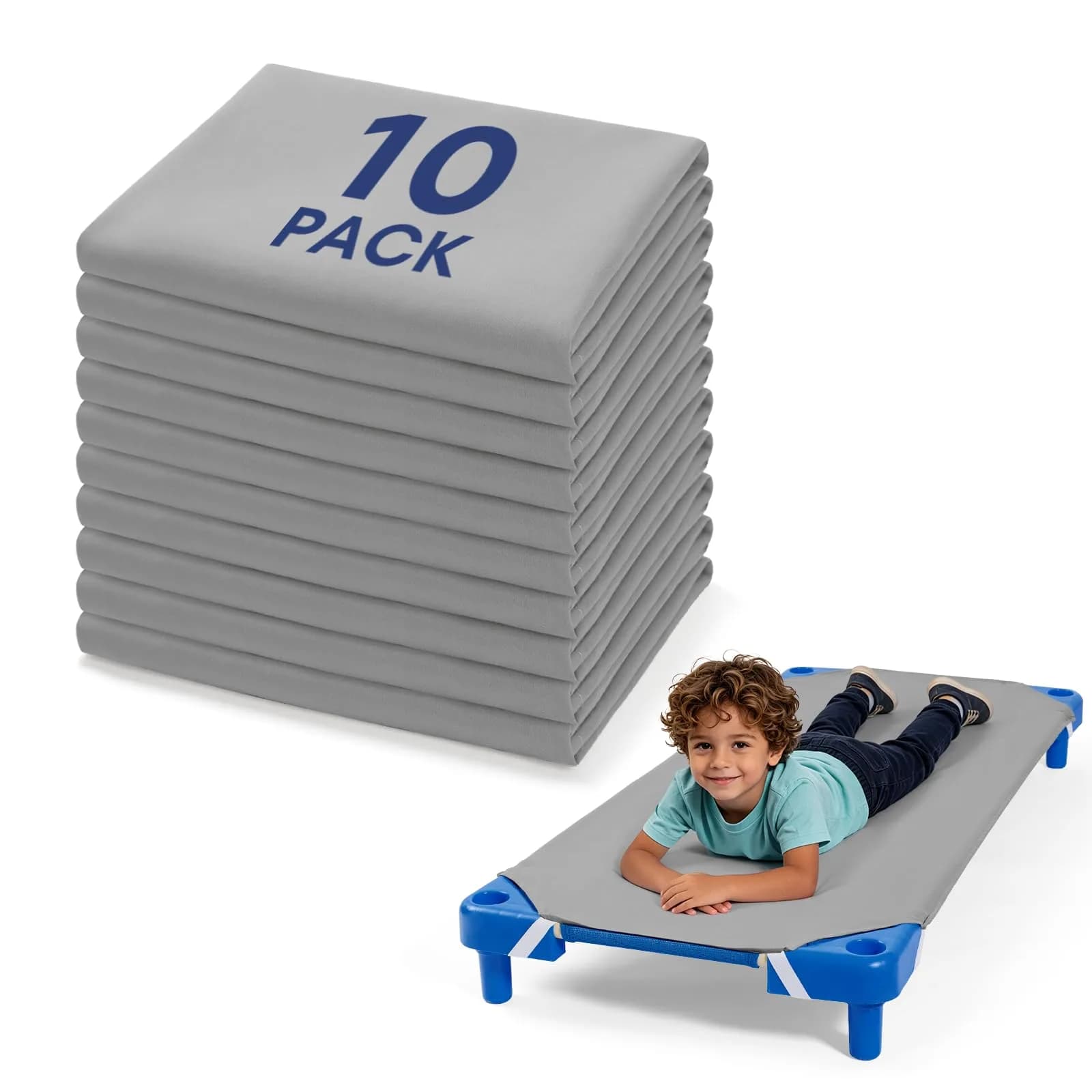 Comfyanno Fitted Cot Sheets for Daycare 23" x 52" | Pack of 10, Microfiber, Grey, Soft & Durable — Grey