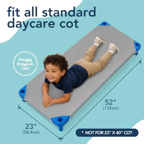 Comfyanno Fitted Cot Sheets for Daycare 23" x 52" | Pack of 10, Microfiber, Grey, Soft & Durable thumbnail 3