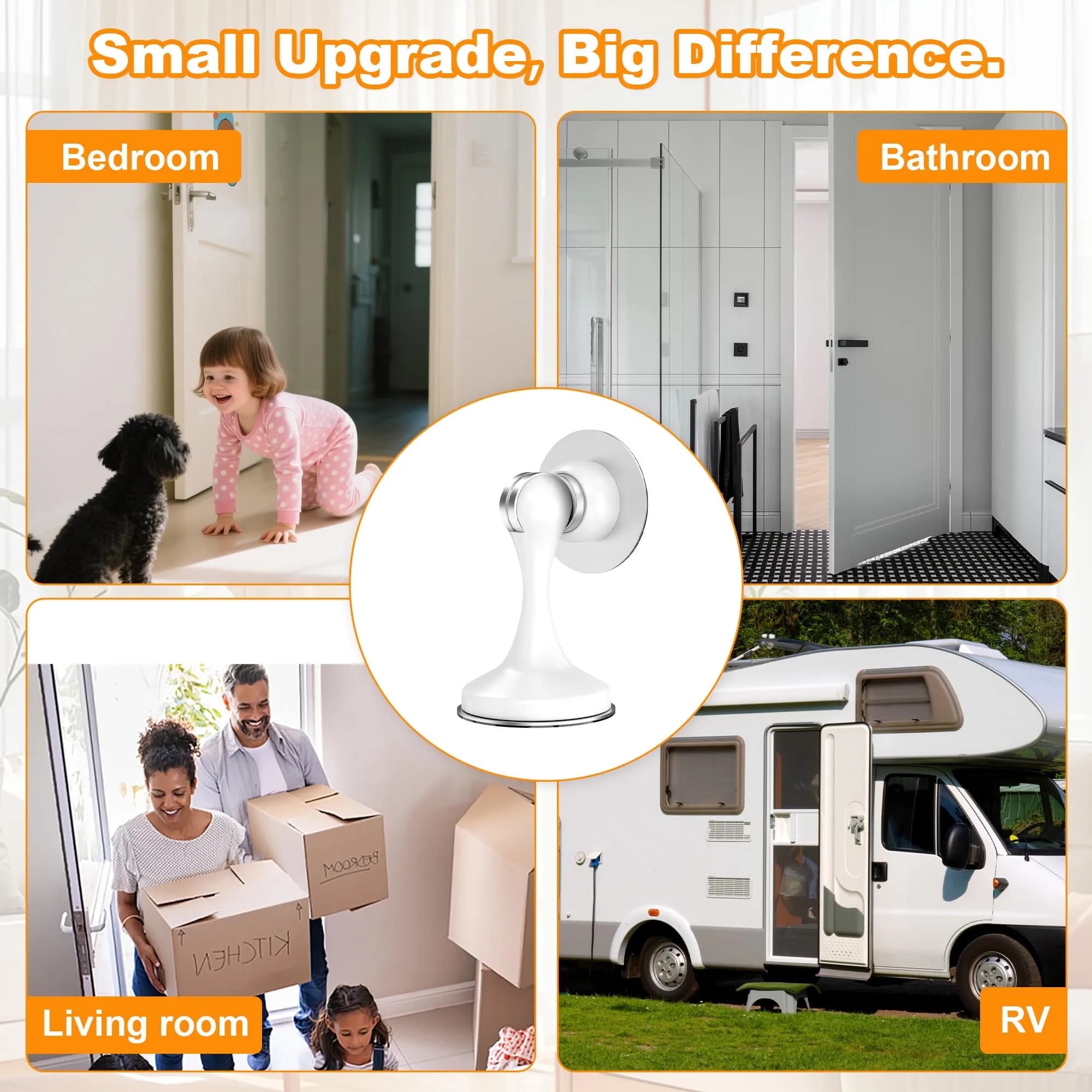 Crosize Magnetic Door Stopper 4 Pack White | Strong Magnetism for Wall and Floor Mounting - view 7