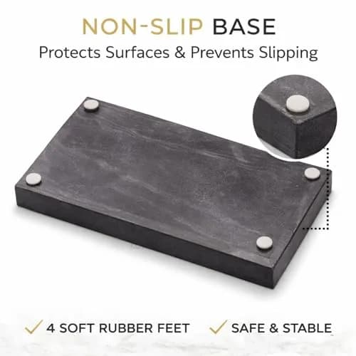 KC KULLICRAFT Natural Marble Tray 30cm x 20cm (12" x 8") | Elegant Black Finish for Bathroom Vanity & Kitchen Countertop thumbnail 4