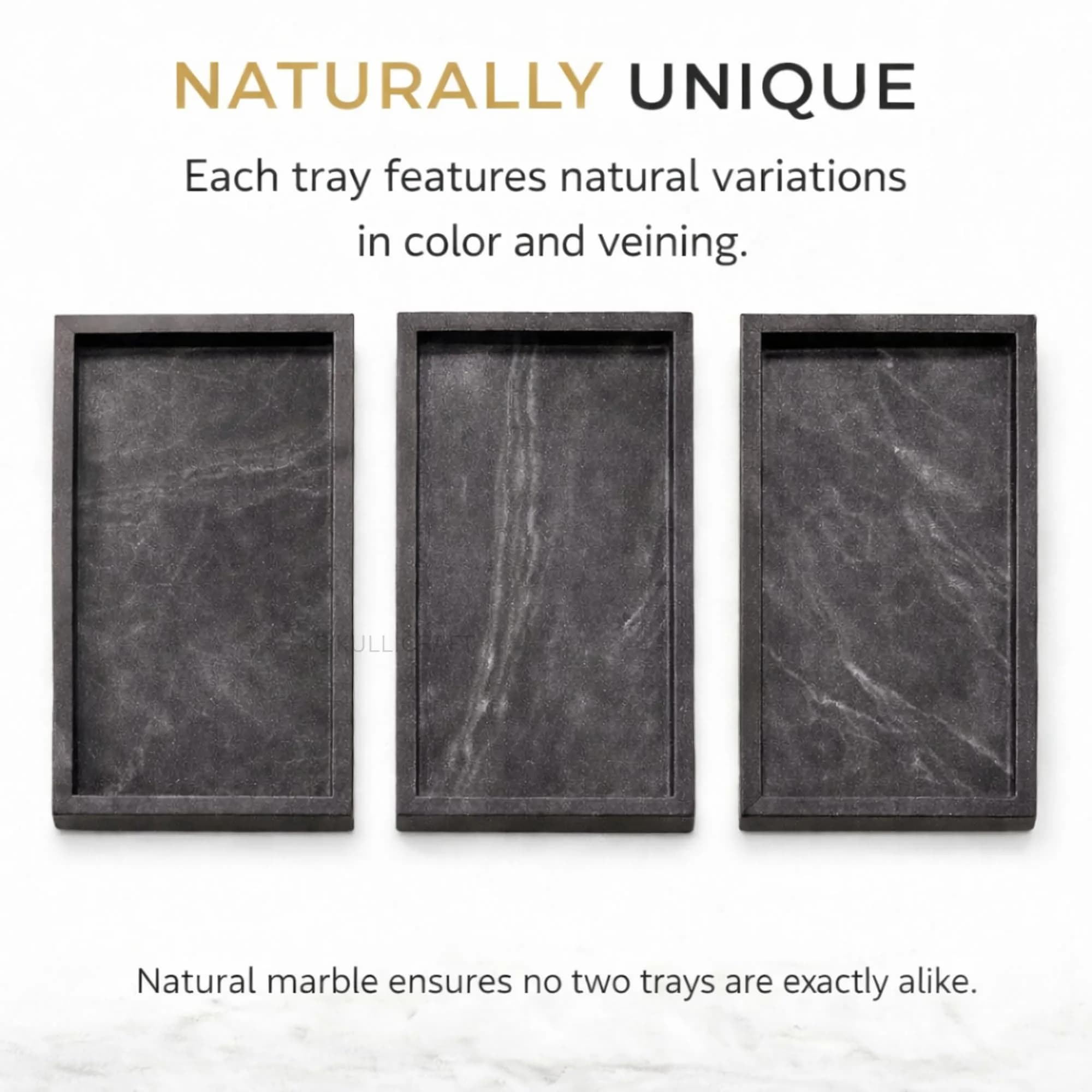 KC KULLICRAFT Natural Marble Tray 30cm x 20cm (12" x 8") | Elegant Black Finish for Bathroom Vanity & Kitchen Countertop - view 5