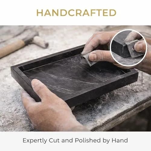KC KULLICRAFT Natural Marble Tray 30cm x 20cm (12" x 8") | Elegant Black Finish for Bathroom Vanity & Kitchen Countertop thumbnail 7