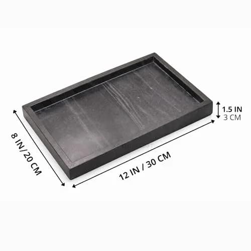KC KULLICRAFT Natural Marble Tray 30cm x 20cm (12" x 8") | Elegant Black Finish for Bathroom Vanity & Kitchen Countertop thumbnail 2