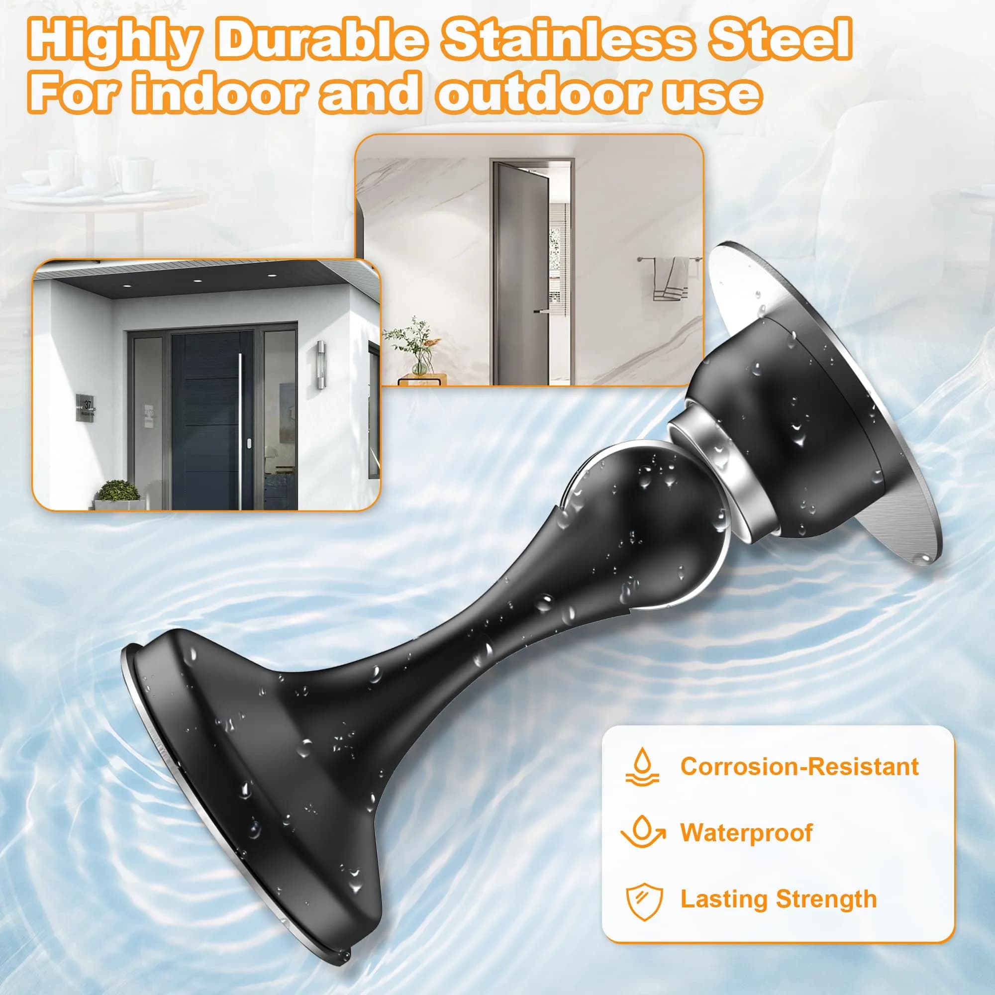 Crosize Magnetic Door Stopper 4 Pack Black | Strong Magnetism for Wall & Floor Mounting - view 6
