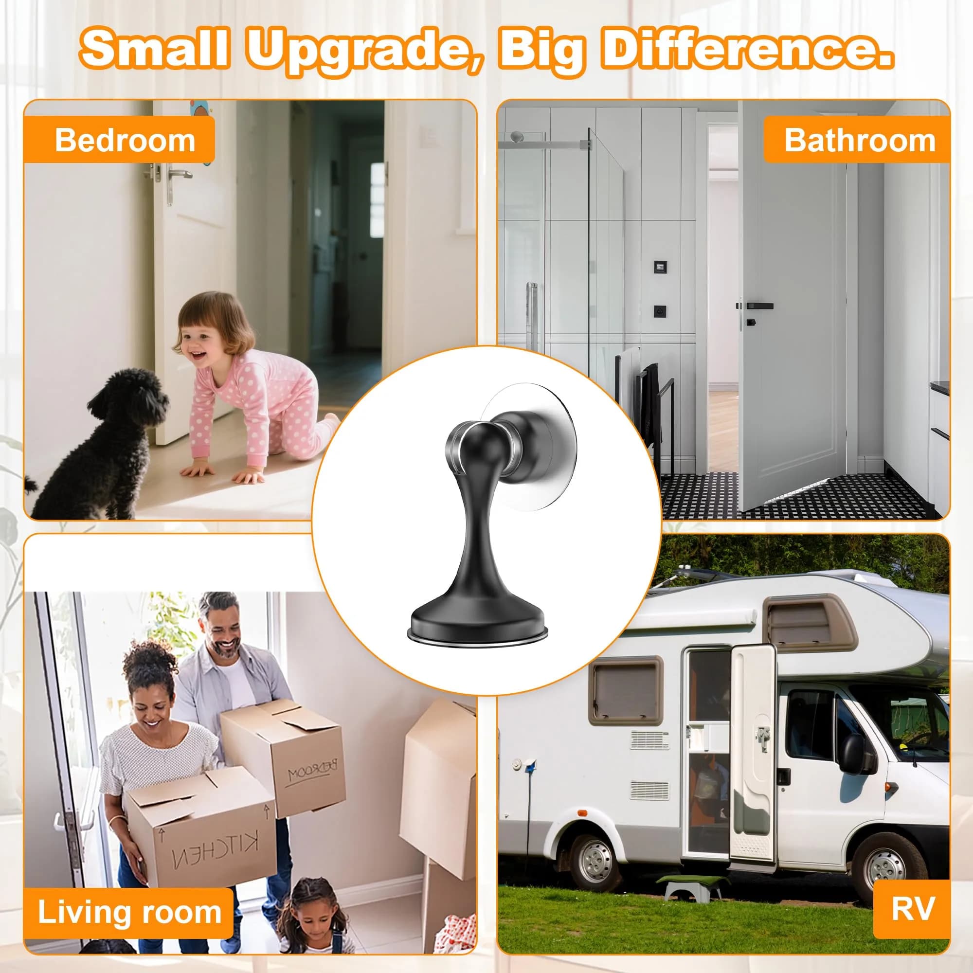Crosize Magnetic Door Stopper 4 Pack Black | Strong Magnetism for Wall & Floor Mounting - view 7