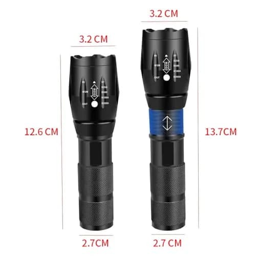YZYOE 2-in-1 White & Green Light Flashlight 12.5cm (4.92in) | Rechargeable Zoom Tactical Outdoor Torch thumbnail 6