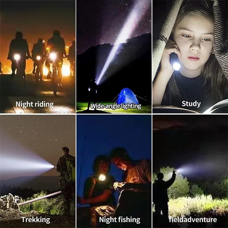YZYOE 2-in-1 White & Green Light Flashlight 12.5cm (4.92in) | Rechargeable Zoom Tactical Outdoor Torch thumbnail 4