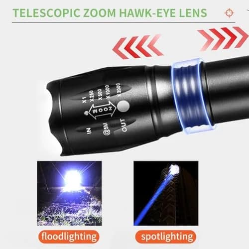 YZYOE 2-in-1 Rechargeable Flashlight with White & Blue Light 12.5 cm (4.92 in) | Zoomable Beam for Blood Tracking & General Use thumbnail 3