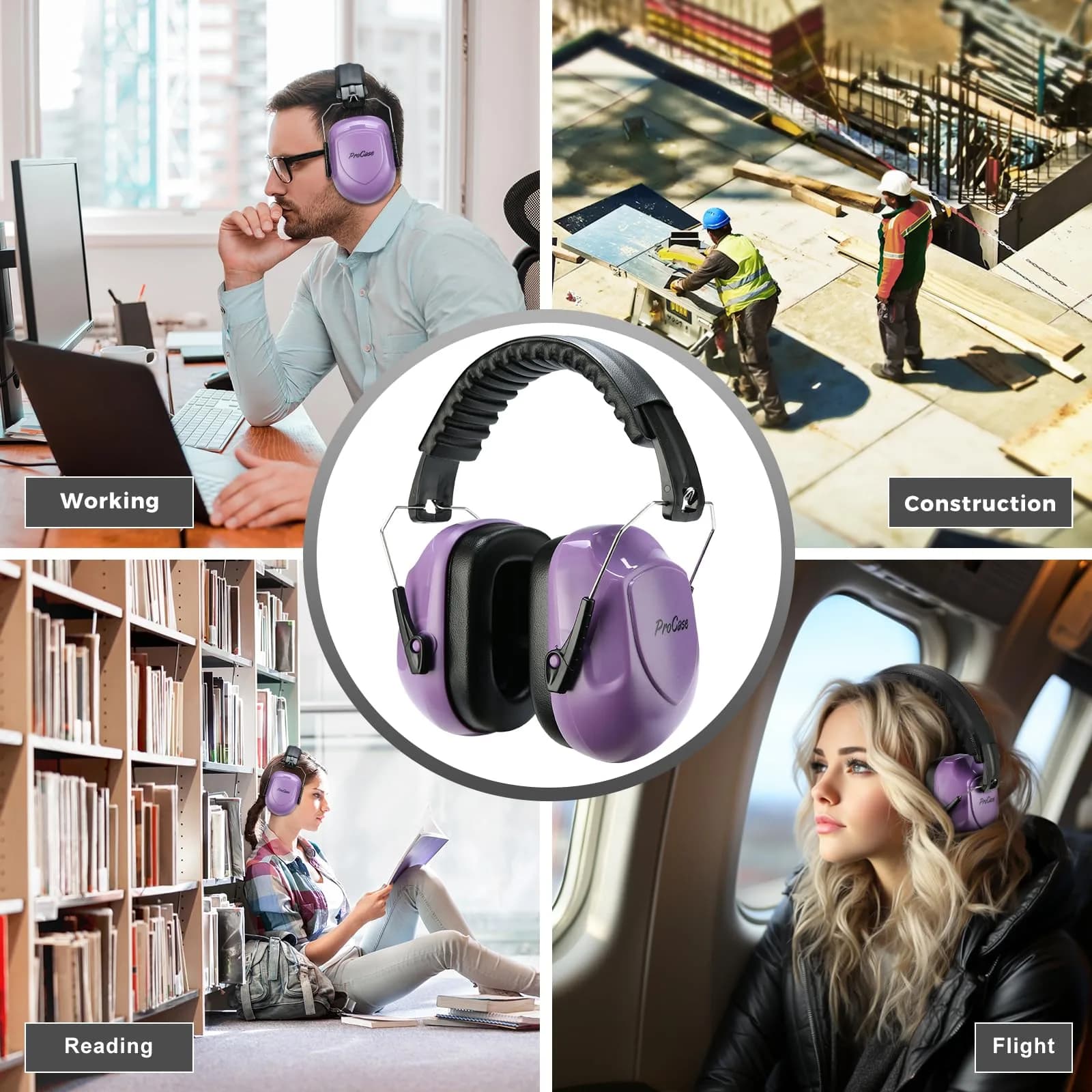 ProCase Hearing Protection Earmuffs NRR 28dB, Noise Cancelling Headphones | ANSI S3.19 Certified, Foldable Design - view 4