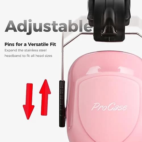 ProCase NRR 28dB Noise Reduction Ear Muffs, Foldable Adjustable Passive Noise Cancelling Headphones for Adults Kids Autism, Hearing Protection for Shooting, Construction, Mowing, Studying -Pink | 28 dB Noise Reduction thumbnail 4
