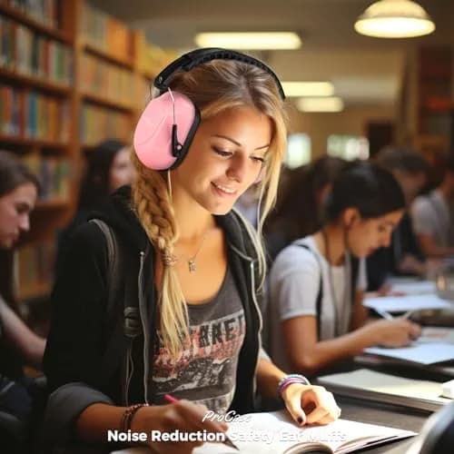 ProCase NRR 28dB Noise Reduction Ear Muffs, Foldable Adjustable Passive Noise Cancelling Headphones for Adults Kids Autism, Hearing Protection for Shooting, Construction, Mowing, Studying -Pink | 28 dB Noise Reduction thumbnail 5