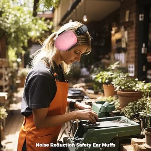 ProCase NRR 28dB Noise Reduction Ear Muffs, Foldable Adjustable Passive Noise Cancelling Headphones for Adults Kids Autism, Hearing Protection for Shooting, Construction, Mowing, Studying -Pink | 28 dB Noise Reduction thumbnail 6