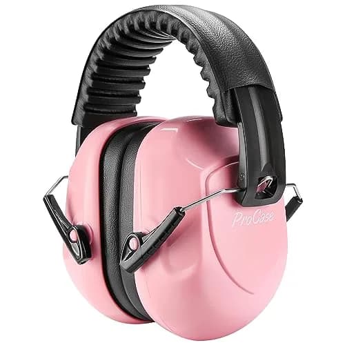 ProCase NRR 28dB Noise Reduction Ear Muffs, Foldable Adjustable Passive Noise Cancelling Headphones for Adults Kids Autism, Hearing Protection for Shooting, Construction, Mowing, Studying -Pink | 28 dB Noise Reduction thumbnail 1