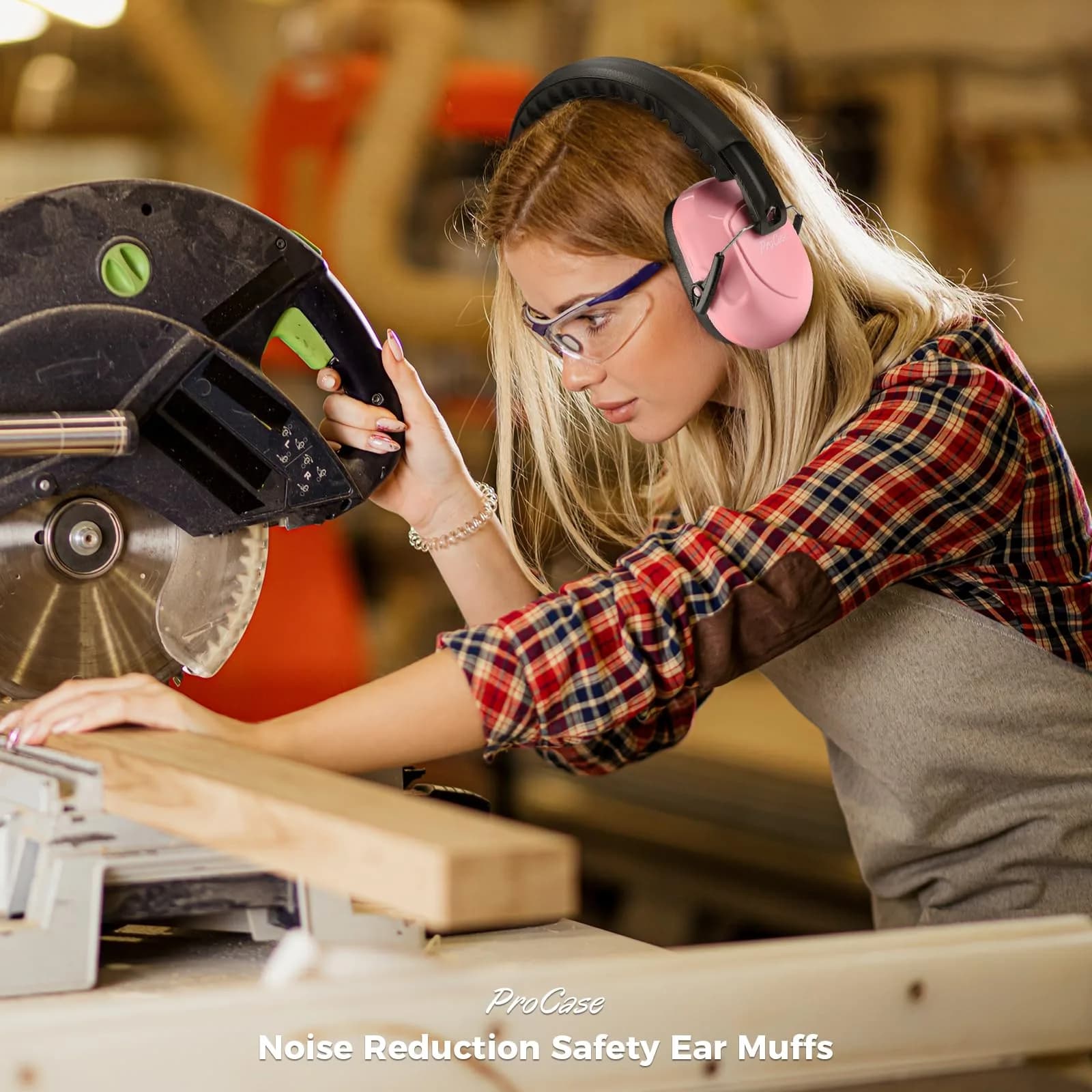 ProCase NRR 28dB Noise Reduction Ear Muffs, Foldable Adjustable Passive Noise Cancelling Headphones for Adults Kids Autism, Hearing Protection for Shooting, Construction, Mowing, Studying -Pink | 28 dB Noise Reduction - view 2