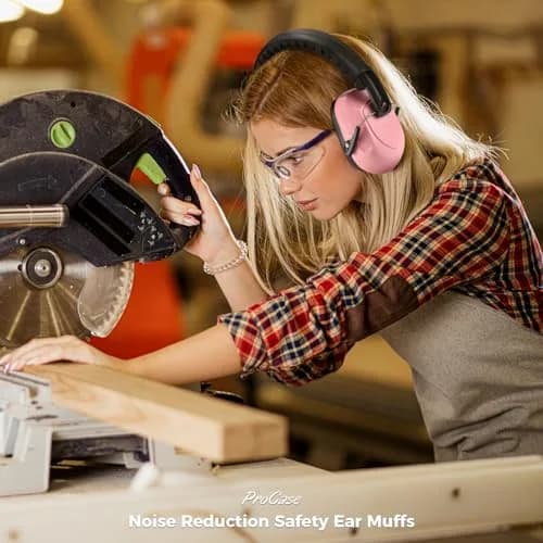 ProCase NRR 28dB Noise Reduction Ear Muffs, Foldable Adjustable Passive Noise Cancelling Headphones for Adults Kids Autism, Hearing Protection for Shooting, Construction, Mowing, Studying -Pink | 28 dB Noise Reduction thumbnail 2