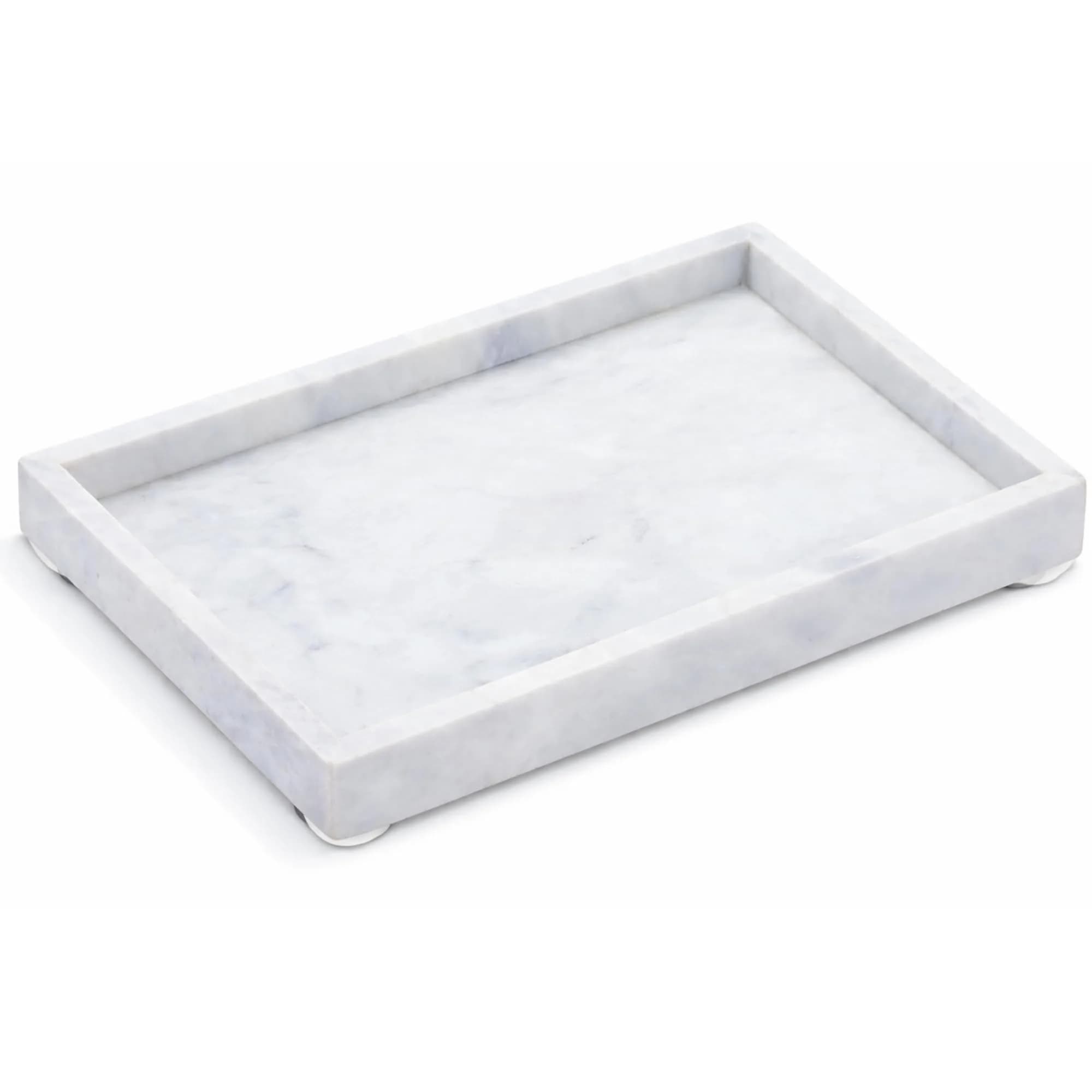 KC KULLICRAFT Natural White Marble Tray 30cm x 20cm (12" x 8") | Elegant Vanity Organizer for India