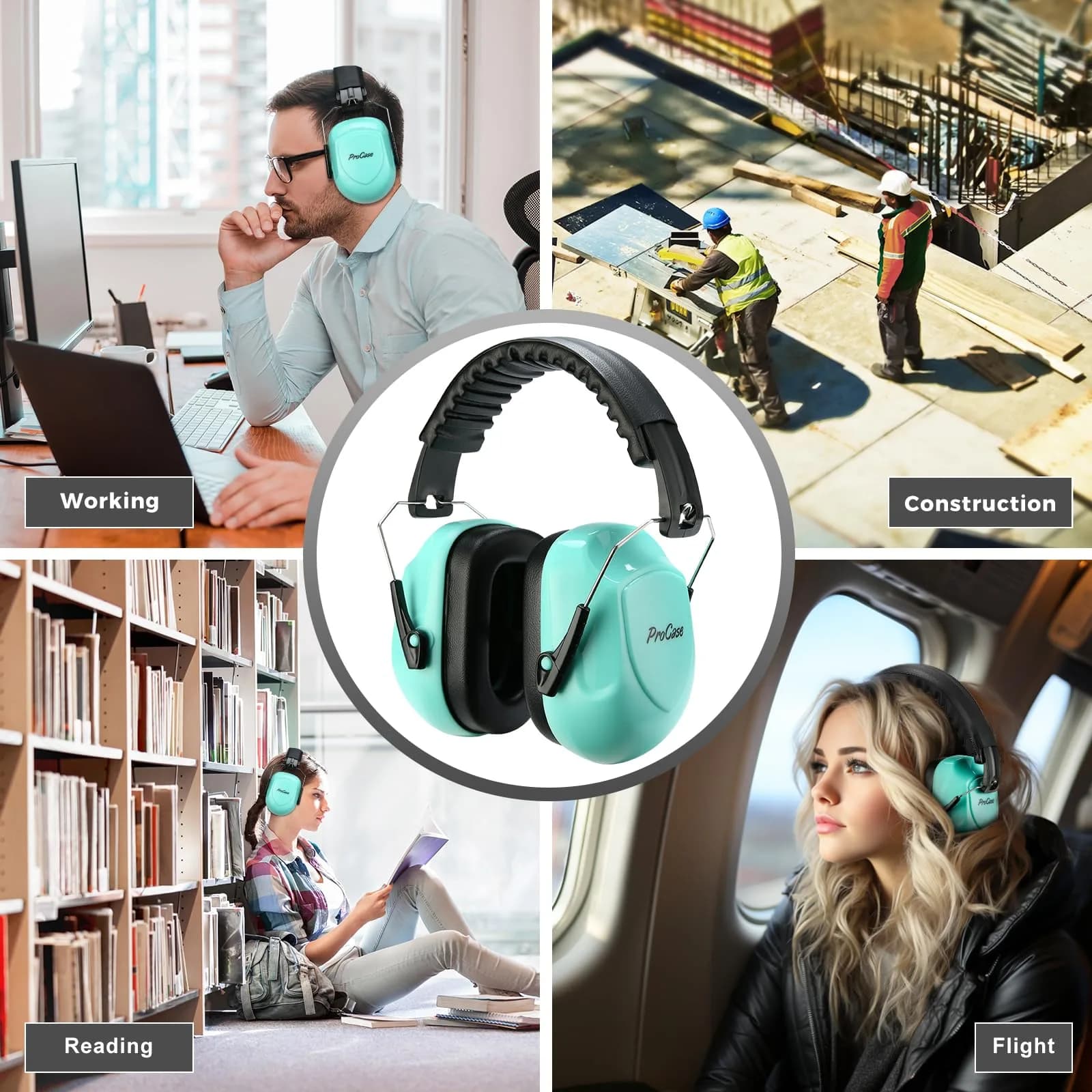 ProCase Hearing Protection Ear Muffs NRR 28dB, Noise Cancelling Headphones | ANSI S3.19 Certified for Shooting, Construction, Study - view 6