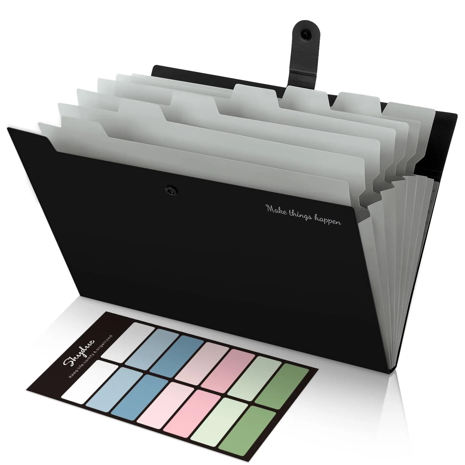 SKYDUE Expanding File Folders with Labels, 4-Pack Black | Portable A4 Letter Size Document Organizer - view 2