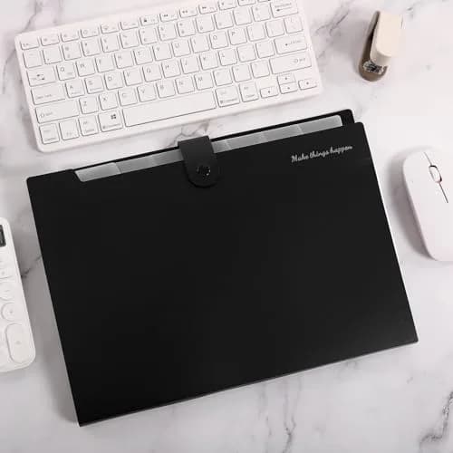 SKYDUE Expanding File Folders with Labels, 4-Pack Black | Portable A4 Letter Size Document Organizer thumbnail 5