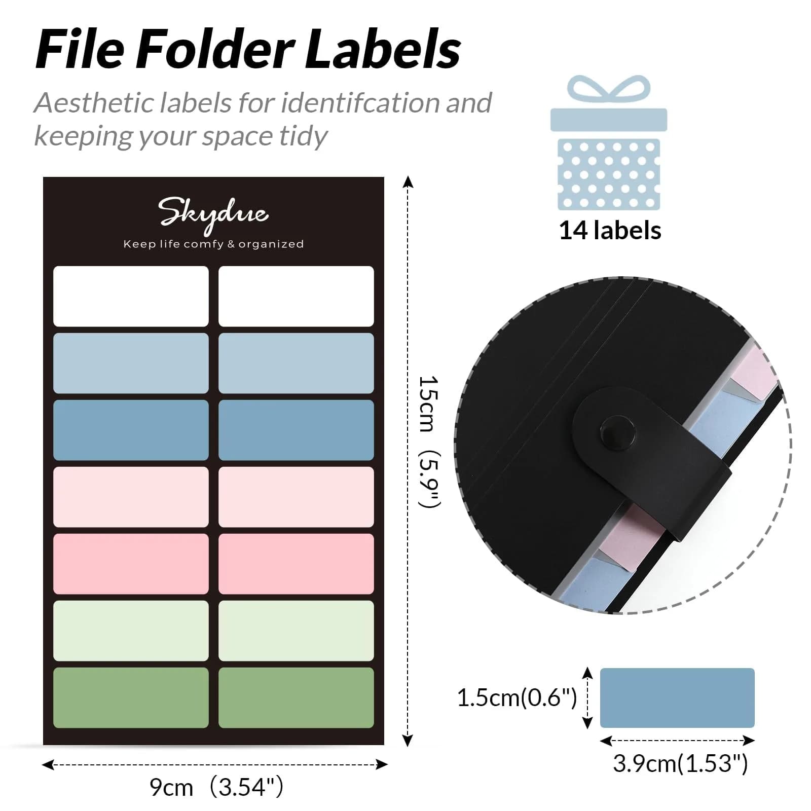 SKYDUE Expanding File Folders with Labels, 4-Pack Black | Portable A4 Letter Size Document Organizer - view 4