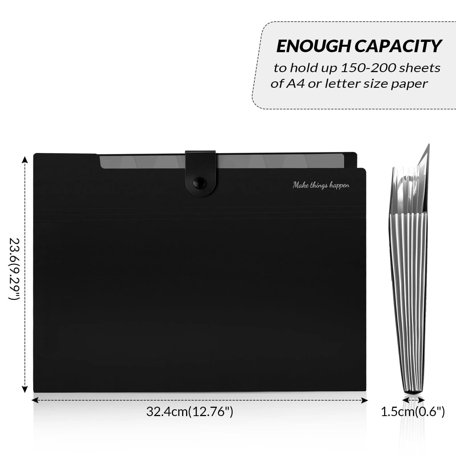 SKYDUE Expanding File Folders with Labels, 4-Pack Black | Portable A4 Letter Size Document Organizer - view 7