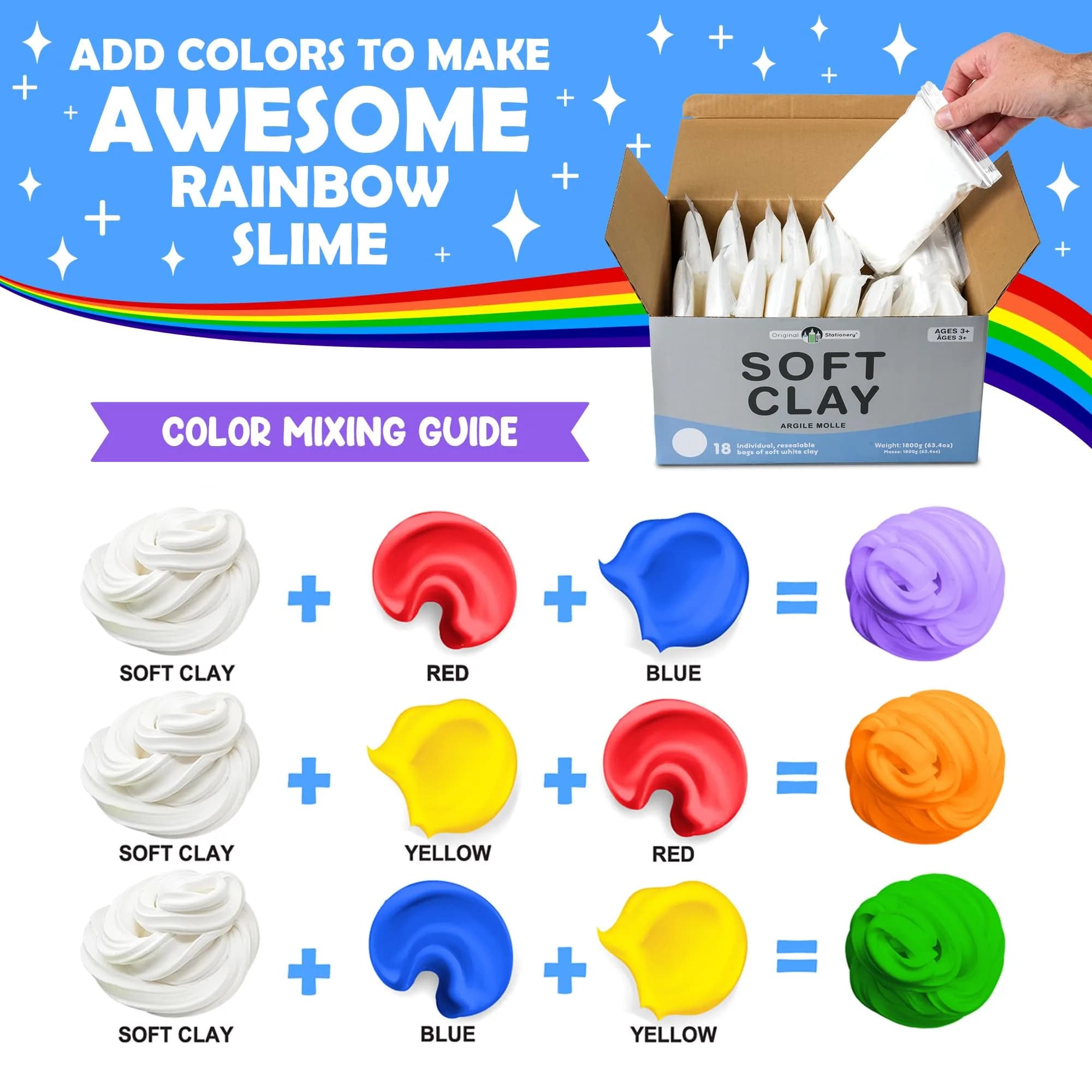 Original Stationery Soft Clay for Slime Making 600g (1.3 Lbs) | Non-Toxic Sculpting Material for Kids - view 5