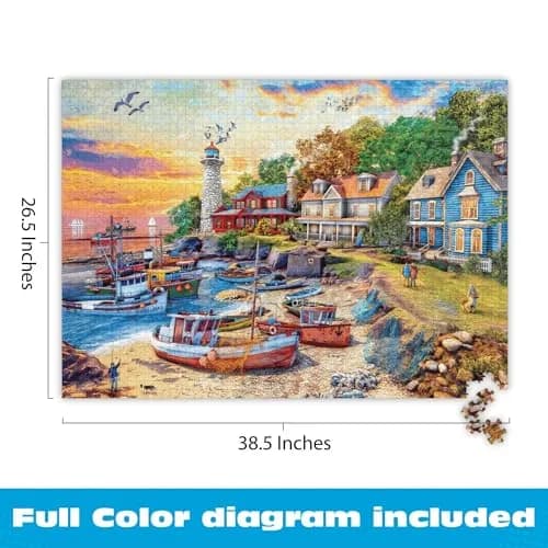 Buffalo Games American Harbor Town 2000 Piece Jigsaw Puzzle 156 g (5.5 oz) | Educational Puzzle with Poster thumbnail 4