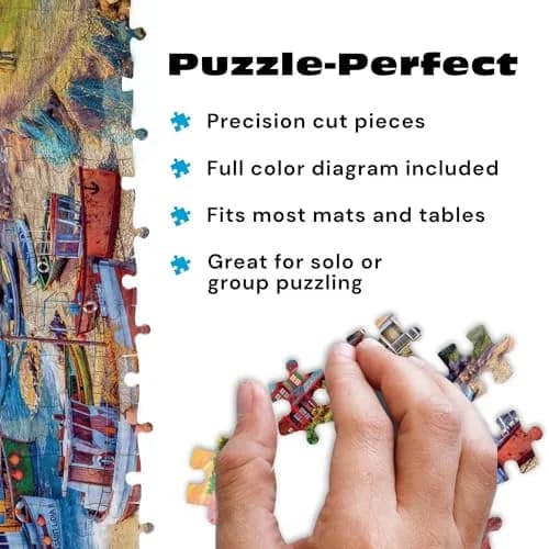 Buffalo Games American Harbor Town 2000 Piece Jigsaw Puzzle 156 g (5.5 oz) | Educational Puzzle with Poster thumbnail 5